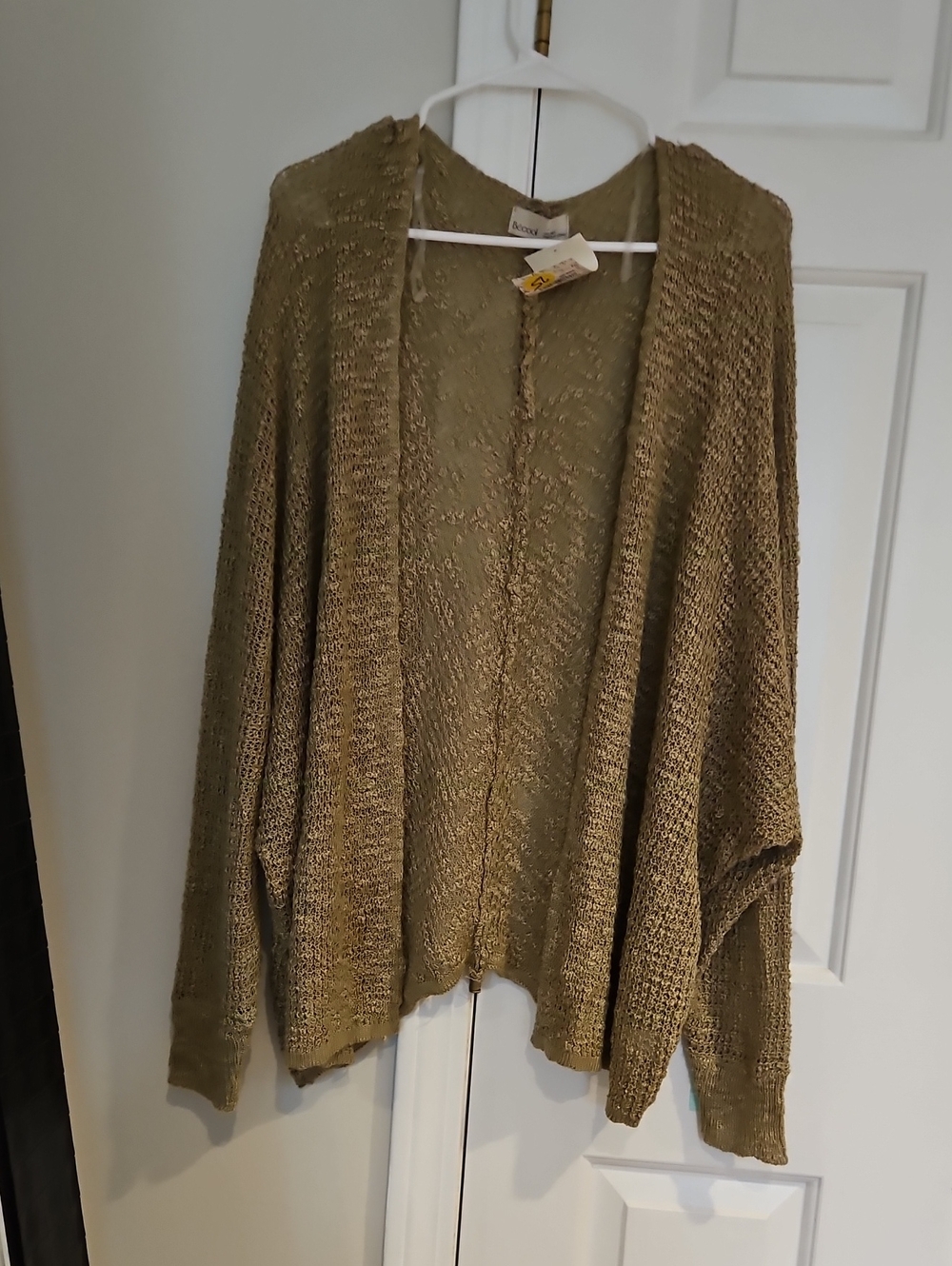 Nwt Becool Marie Cardigan Olive Green Open Long Waterfall Sweater Knit M/L